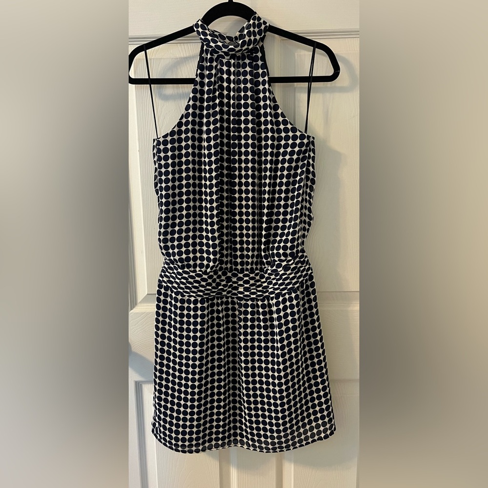 Zara Basics Black & White Checkered Dress Sleeveless High Neck Size XS